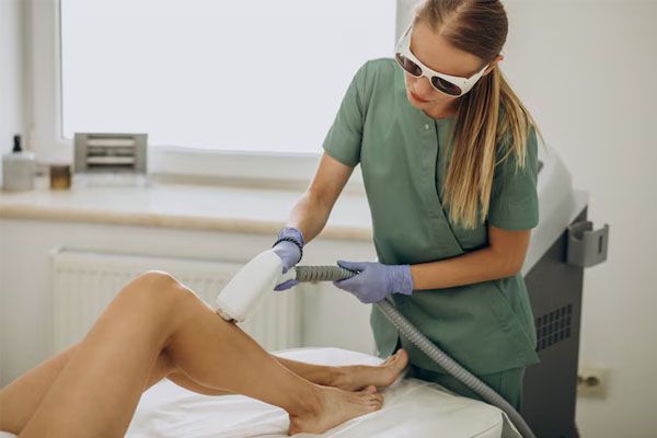 Donna che riceve un trattamento per la depilazione laser