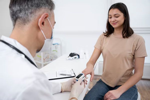 medico che esegue un controllo medico di routine