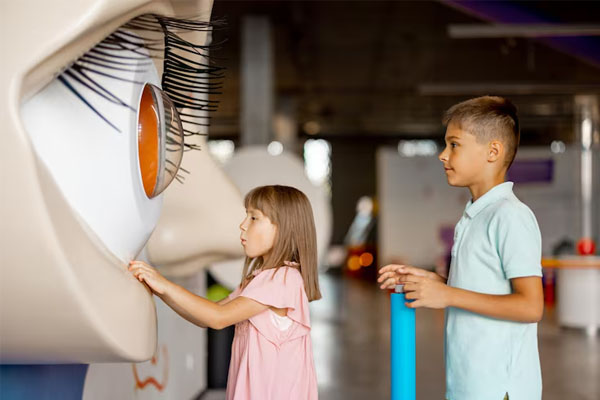 Bambini che visitano le sale espositive del museo