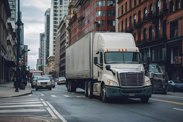 camion che attraversa la città