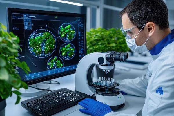 scienziato che lavora in un laboratorio tecnologico
